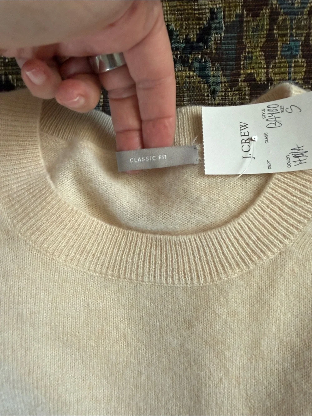 J.Crew 100% Cashmere Crewneck Sweater Ivory Oatmeal Size S NWT BA400